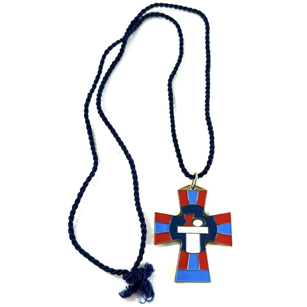 TSG Terra Sancta Guild Enameled Cross Pendant – Eucharist Symbol – Red/Blue - Picture 6 of 6